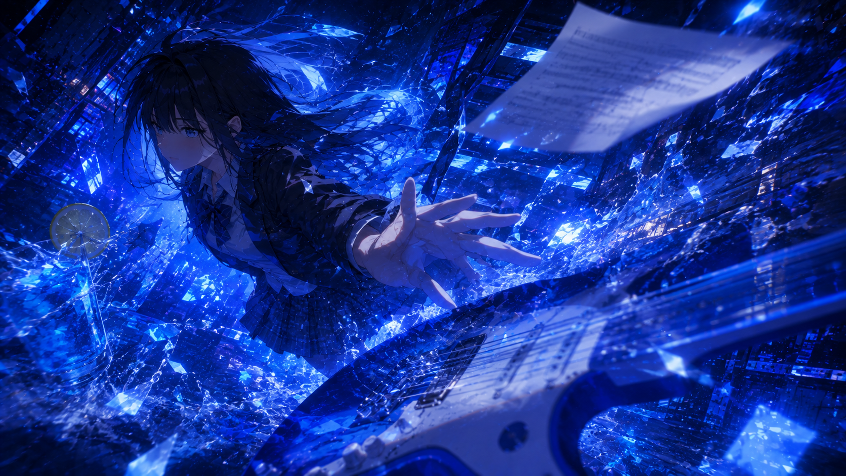青いレモネードと同意書：夜の演奏シーン